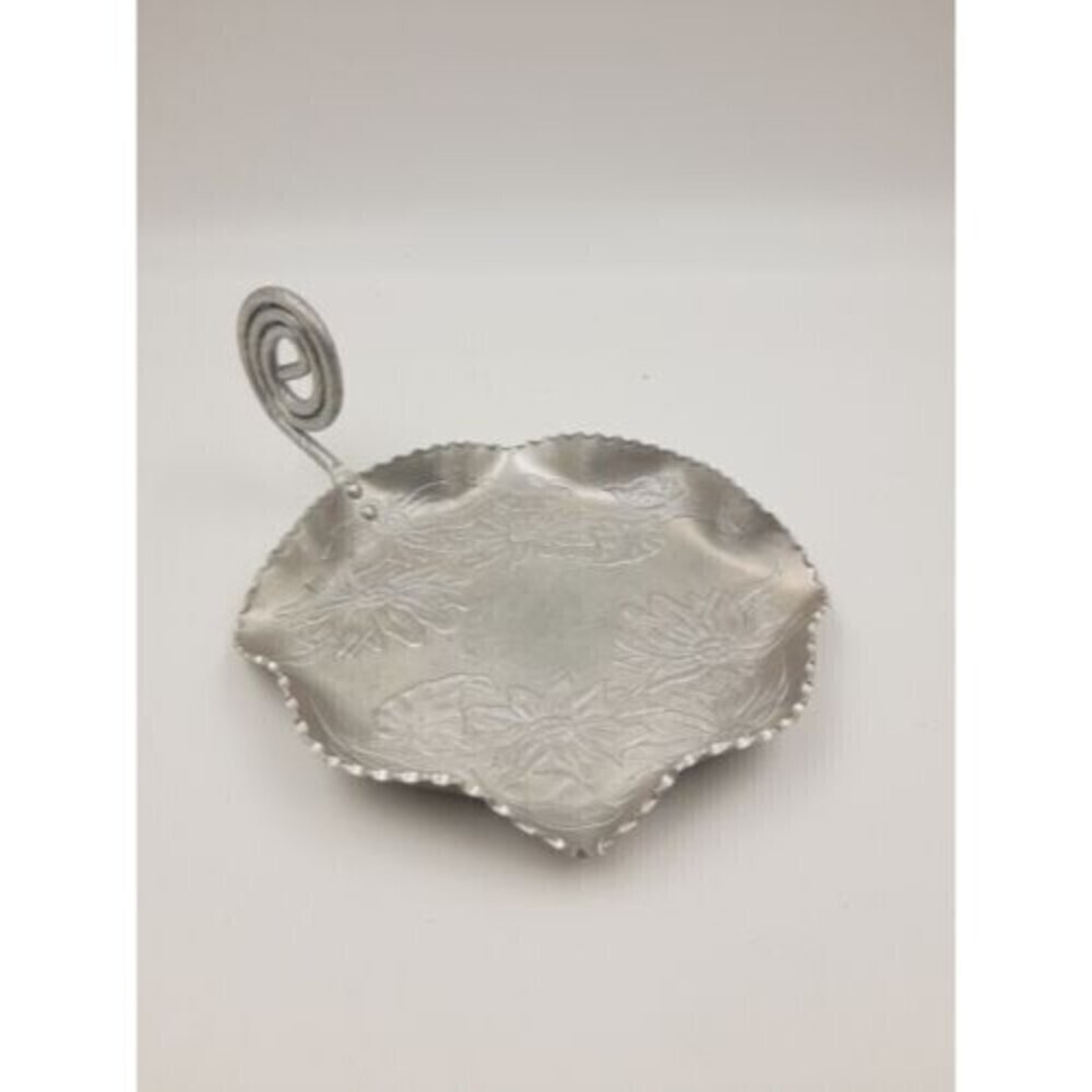 Vintage Farber & Shlevin Hand Wrought Hammered Aluminum w/Handle Poinsettia
